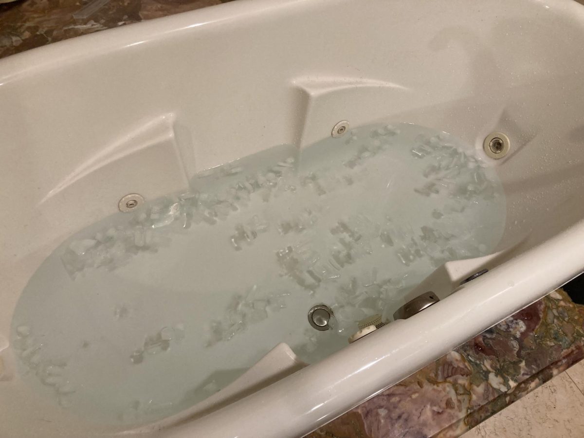 My bathtub filled with water and ice.
