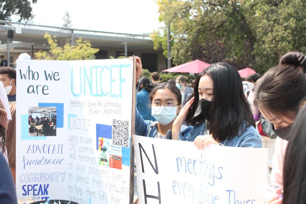 UNICEF club advertises to potential members on the second day of Club Rush.