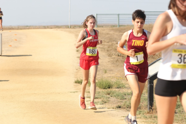 Sophomore Sara Bright gains ground against competitors at a recent meet.