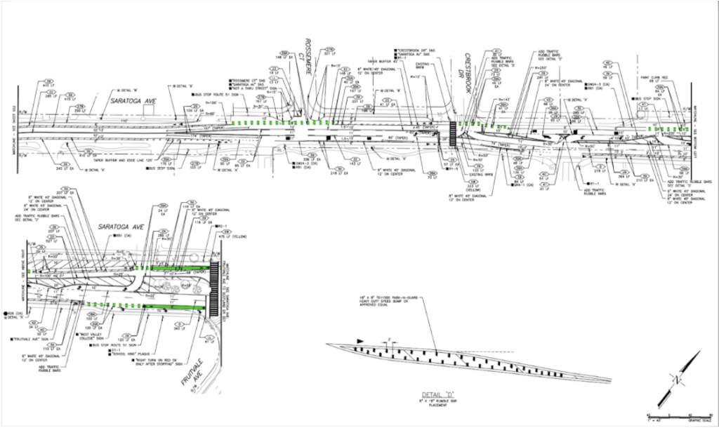 The+road+construction+plan+for+Saratoga+Avenue%2C+as+planned+by+Fehr+and+Peers.+