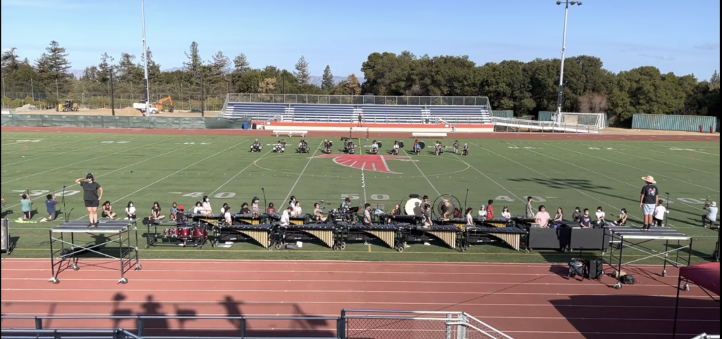 The band performs a run through of the show during a Saturday rehearsal.