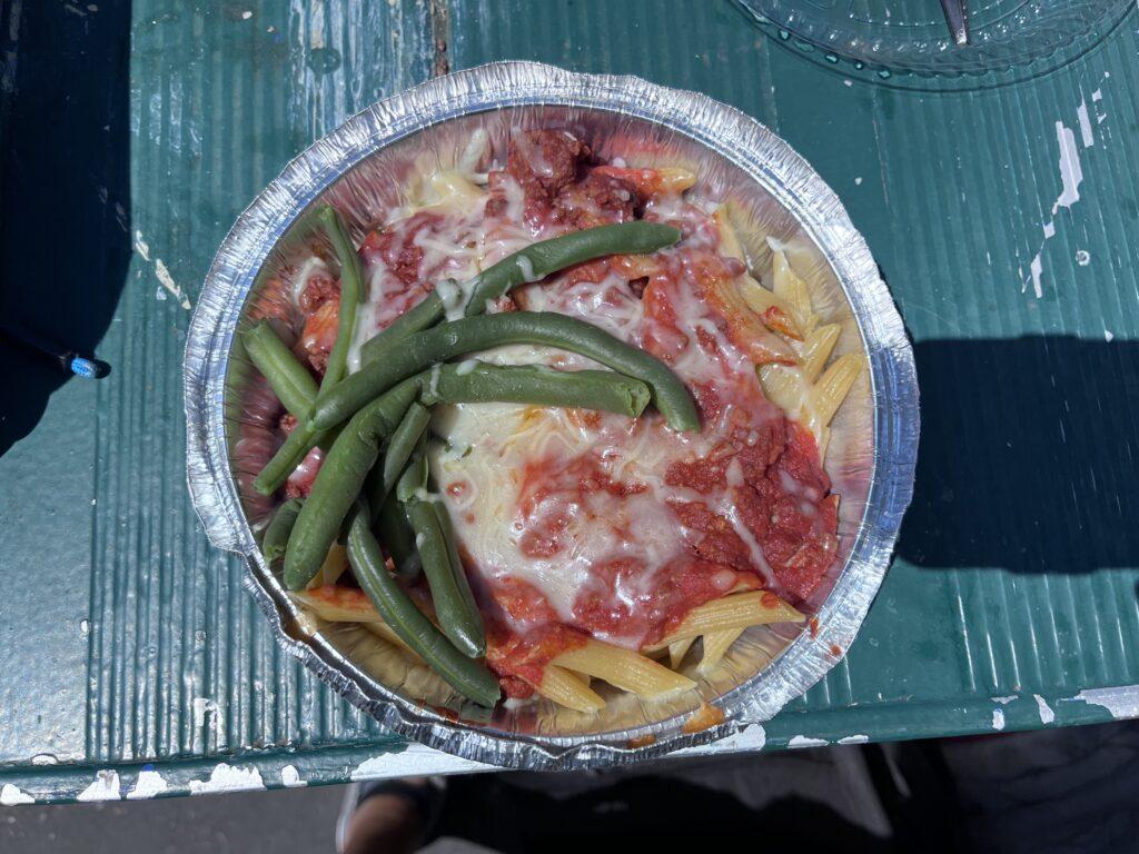 Similar to last year, the school is still providing food such as this pasta bake. 