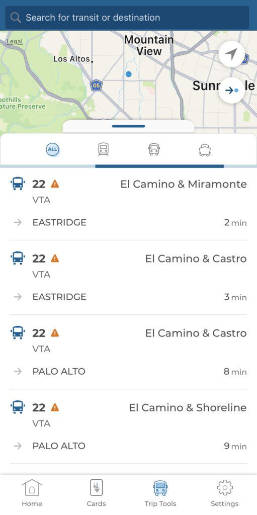 The Clipper mobile app allows users to search for nearby transportations.