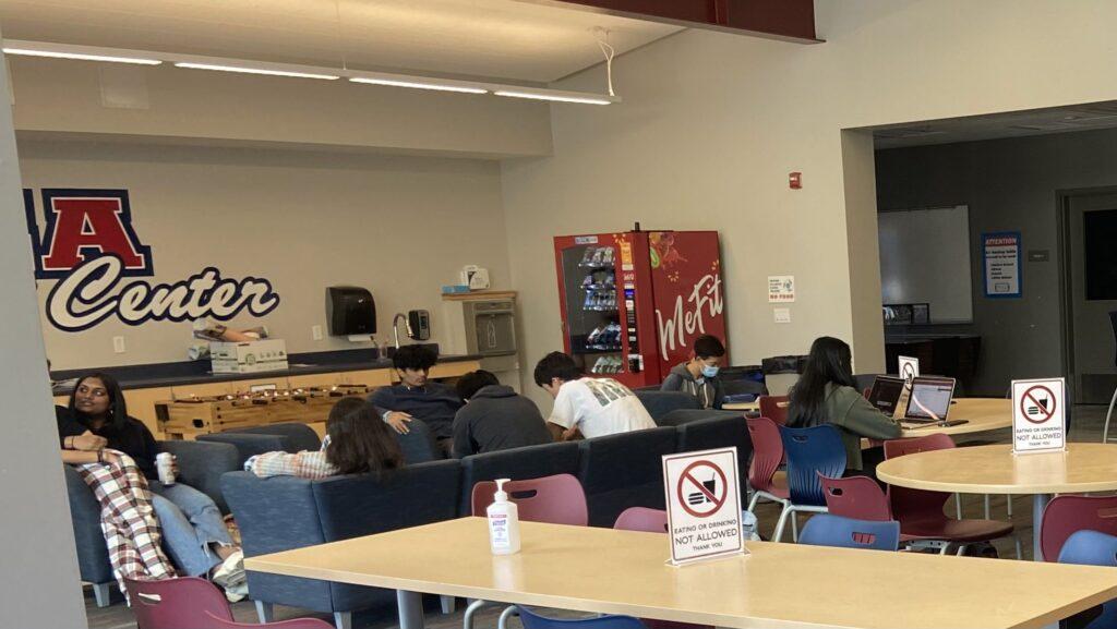 Students hang out and finish homework in the student center on Oct. 11.