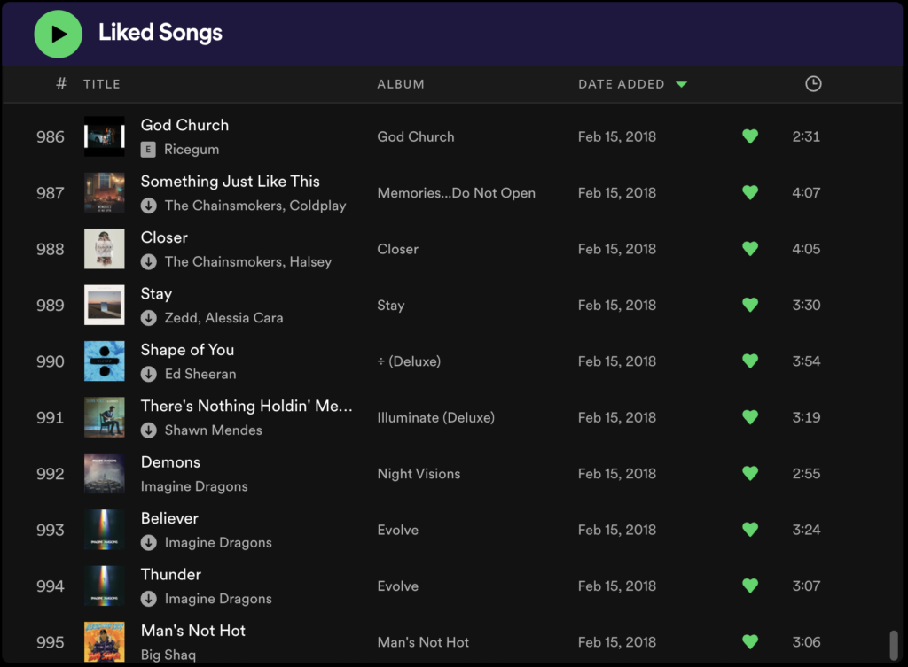 My first liked songs ever on Spotify are straight out of a nightmare for hip-hop fans, including myself now.