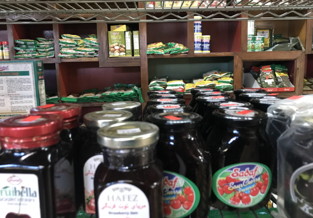 A wide variety of traditional jams, spices, beans and other foods stock the shelves of Rose Market in downtown Saratoga.