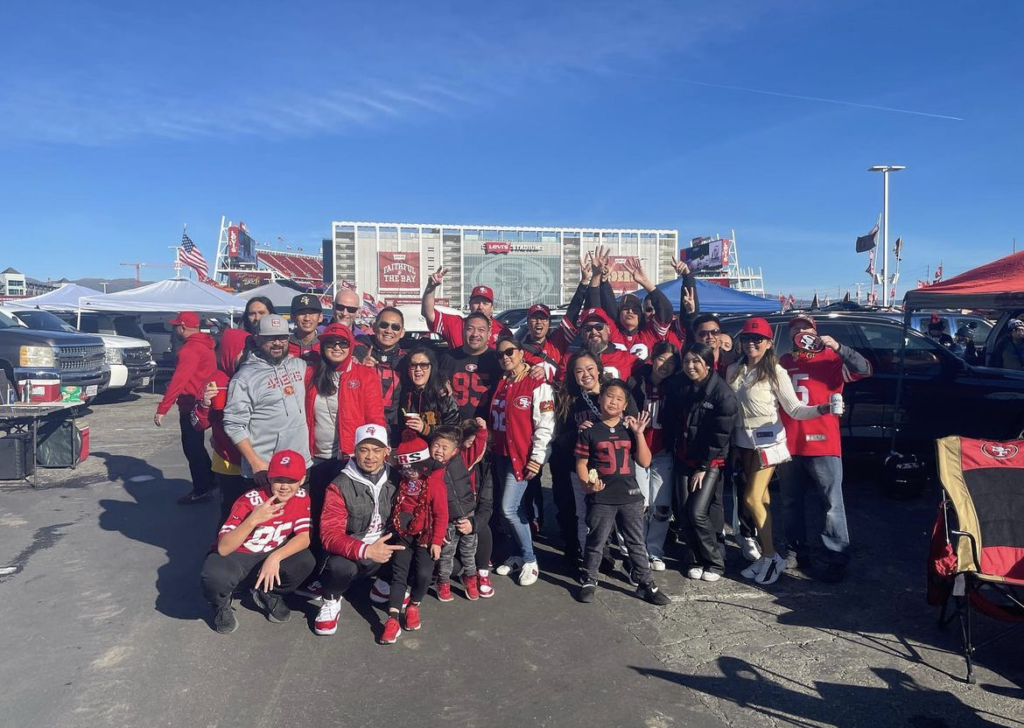 Juniors Emily Ta and Josh Ta with their family and friends at the 49ers home playoff game against the Dallas Cowboys on Jan. 22. 