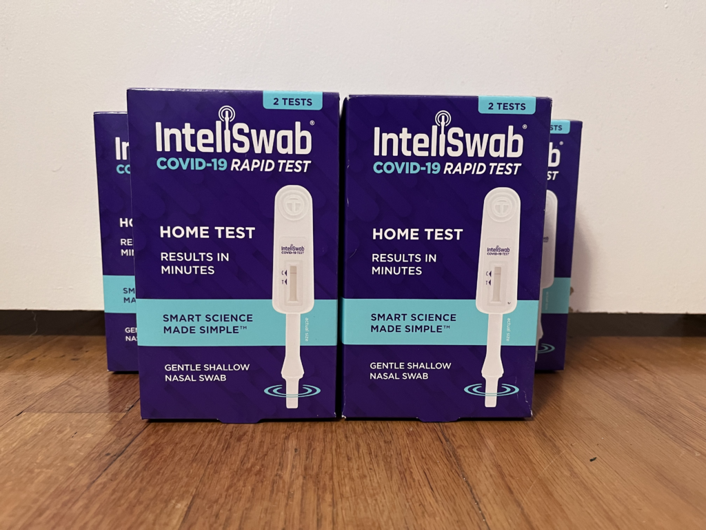 Take-home COVID-19 tests are provided by the school for pick-up in the health office.