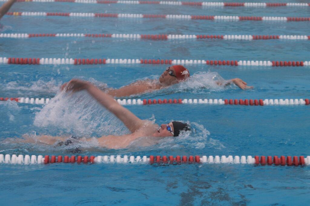 Freshman Taewon Yim competes against a Los Altos Swimmer in the 200 IM event at a home meet on Mar. 10. 