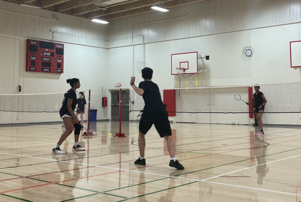 The team captains play a match during practice on March 13. 
