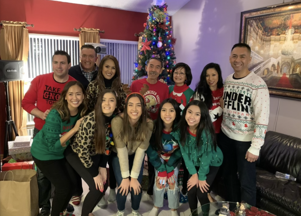 Bui and her extended family celebrating Christmas.