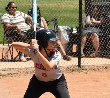 Junior Caitlin Weber steps up to bat at the softball team’s last league game away to Monta Vista. The team won 13-0.