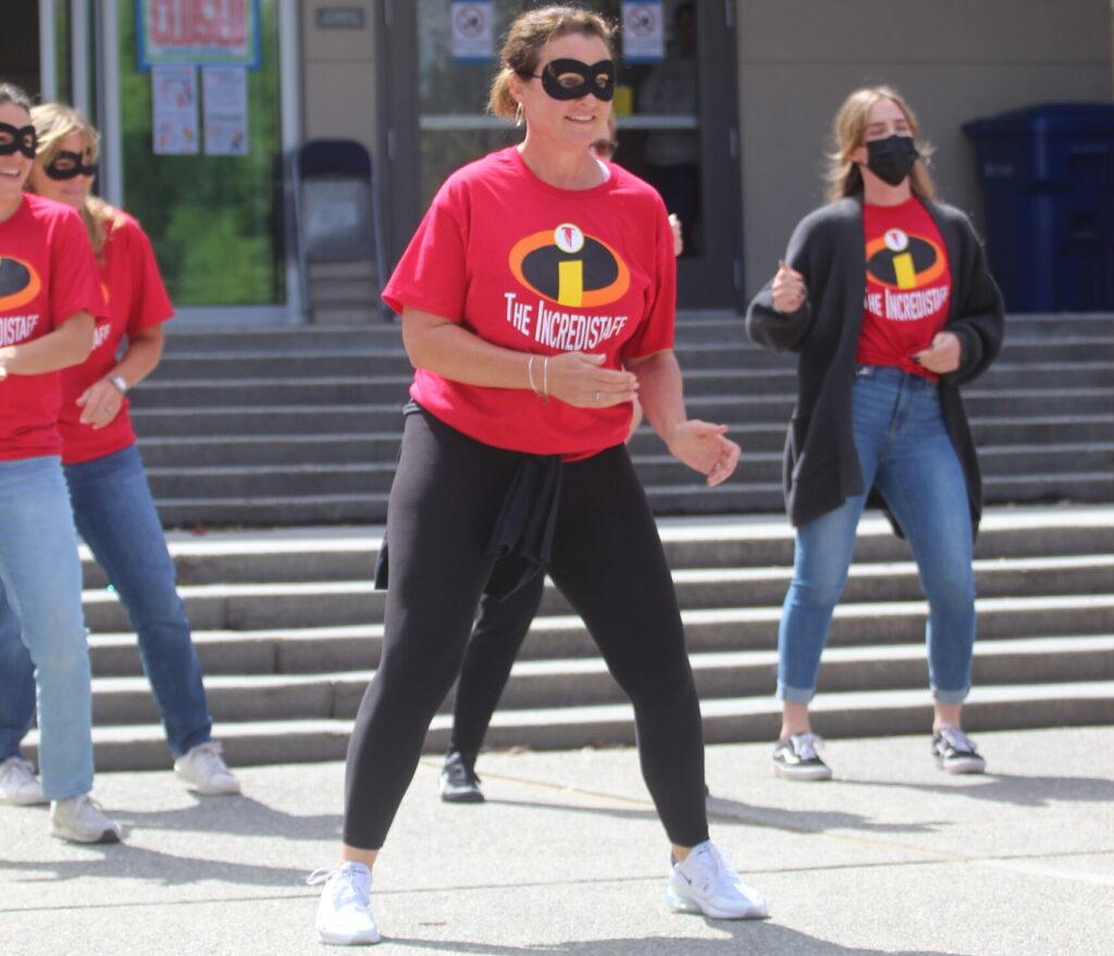 Cunningham dancing in the Teacher Quad Day during Homecoming Week in 2022.