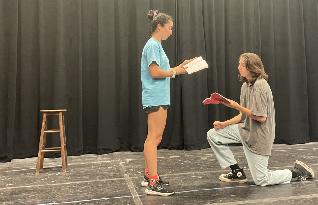 Ariana Tootoonchi and Ryan Cagliostro rehearse for their scene in the play, “Almost, Maine.