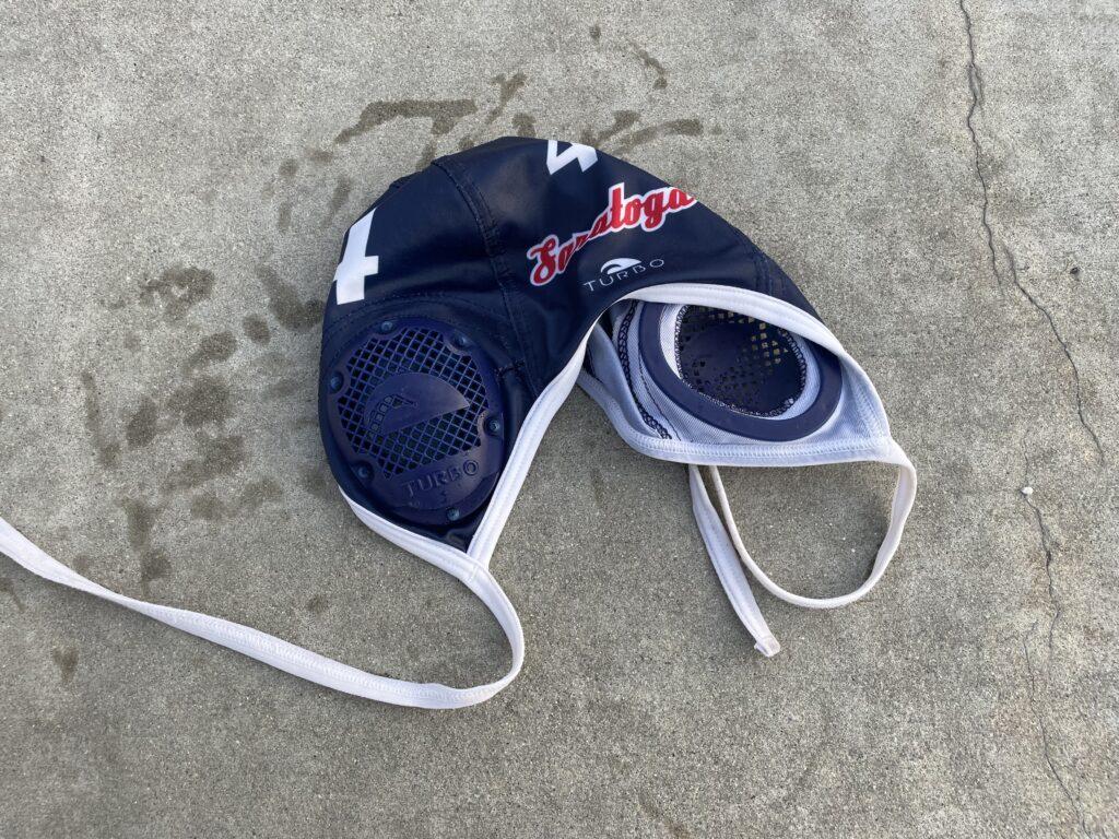 Swimming cap worn by water polo players.