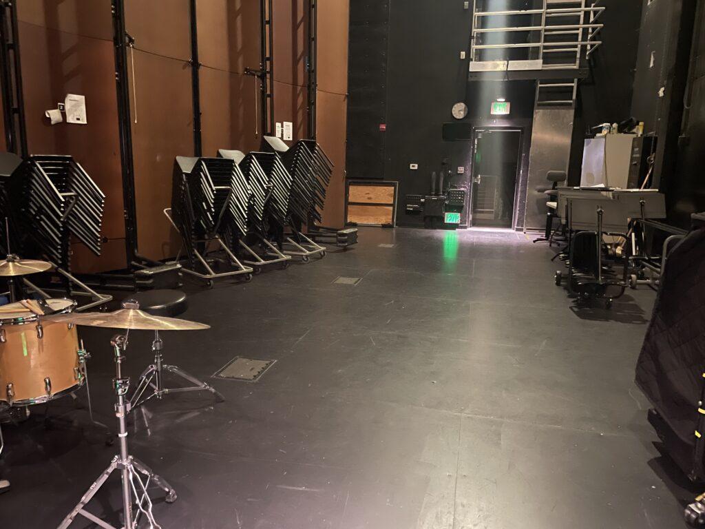  Props and other stage elements were kept in the backstage area of the McAfee Theater.