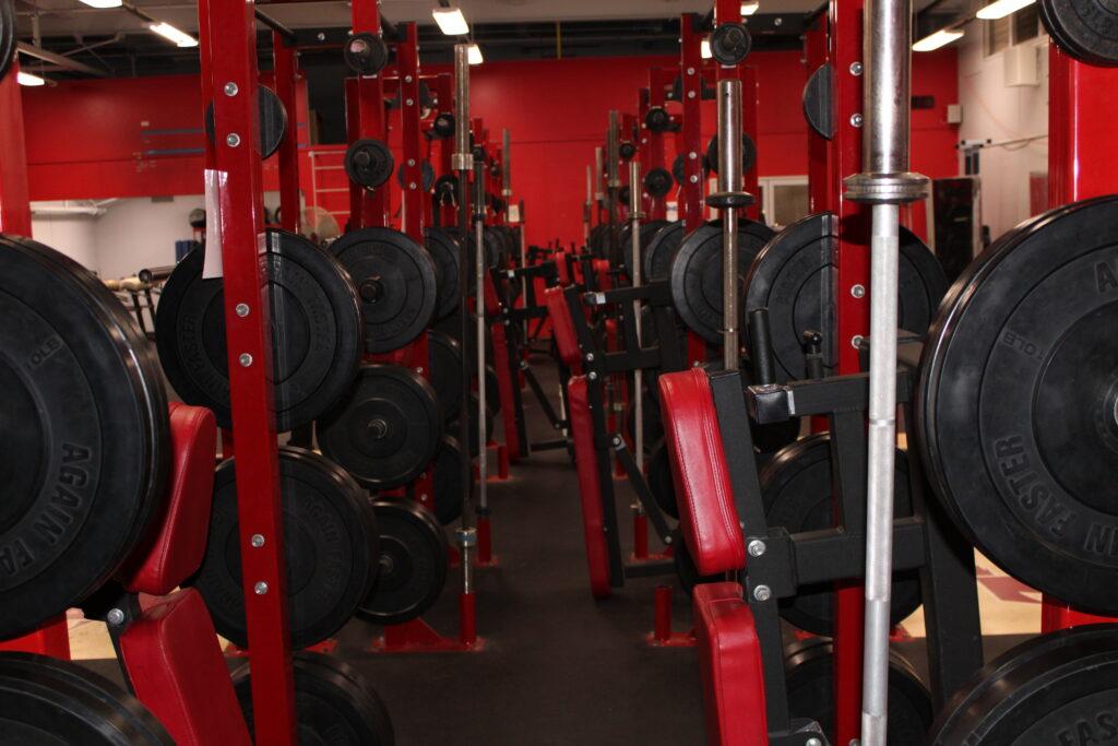 The weight room has the equipment needed for conditioning and strength training.