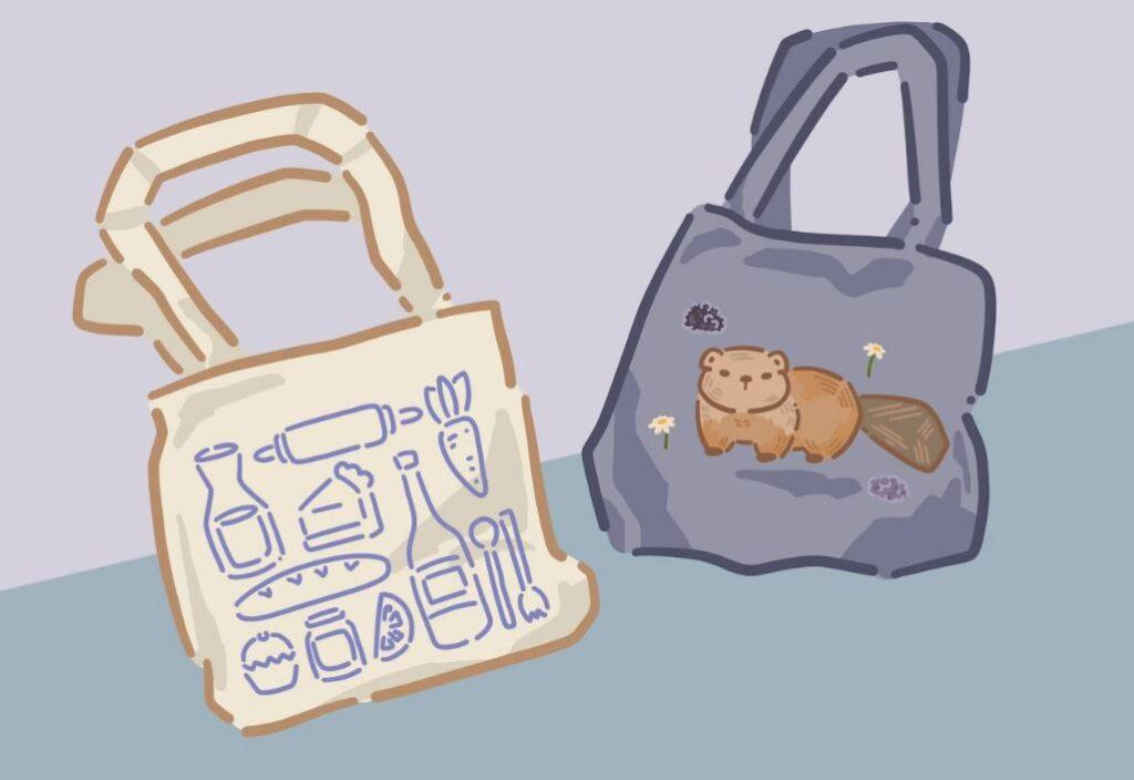 My tote bag collection portrayed by Isabelle.
