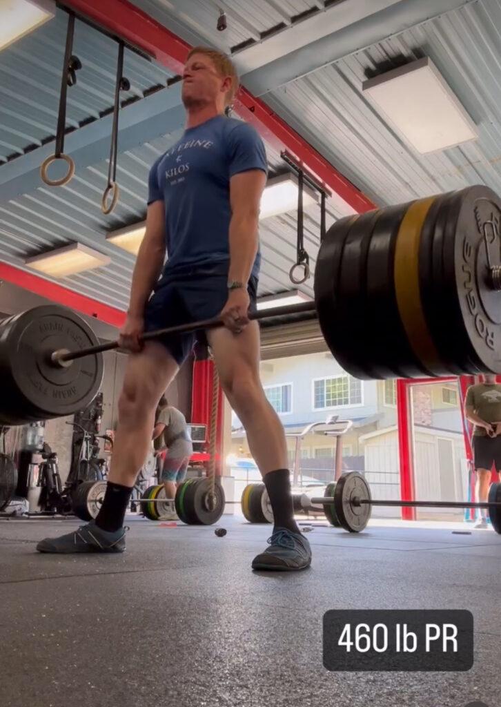 Anatomy and Physiology teacher Kristofer Orre achieves a deadlift personal record of 460 pounds at his gym. 