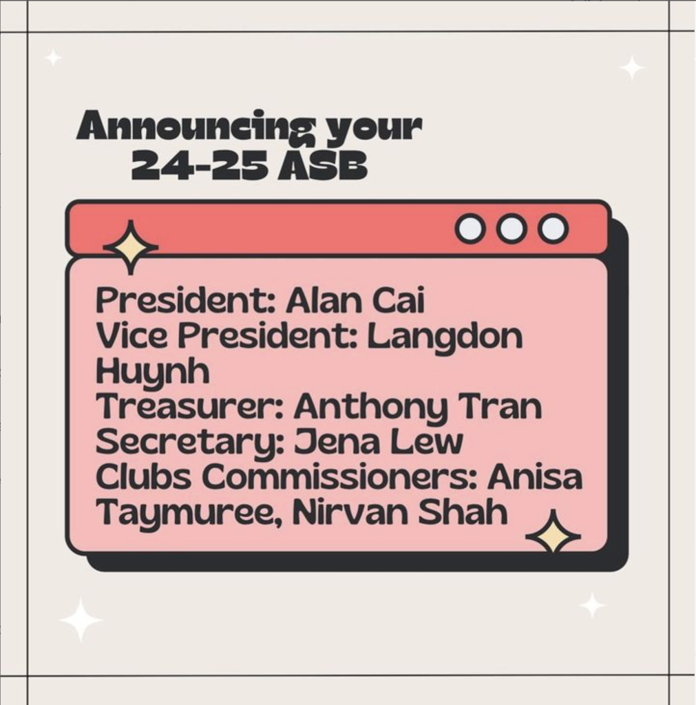 The Saratoga ASB account announced the final ASB appointees on instagram. 