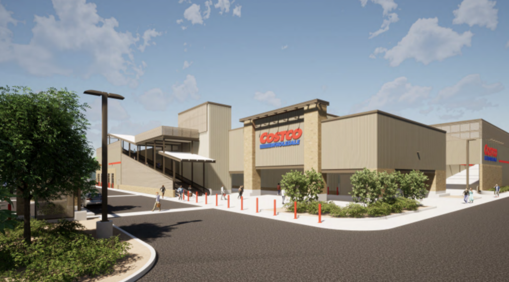 Costco Wholesale’s drawing of the new Prospect location with rooftop parking.