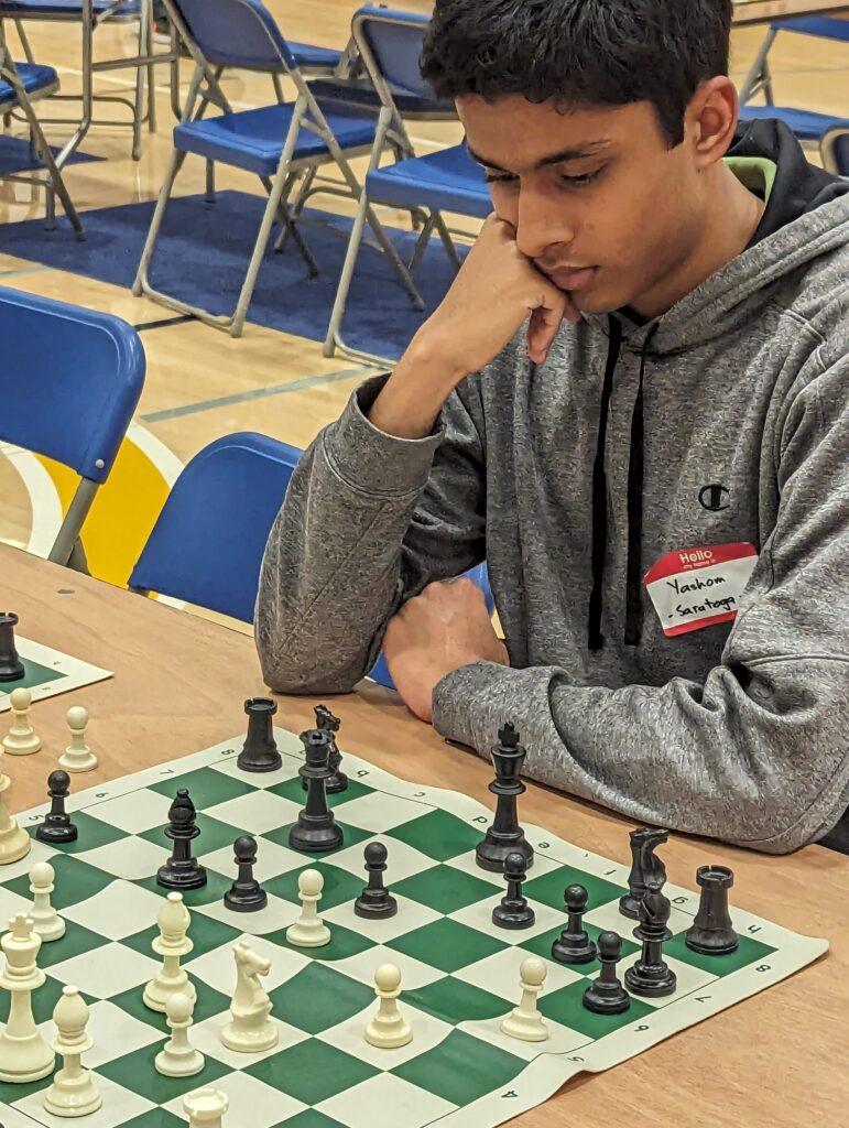 Kapoor concentrating in a match at a tournament at Menlo High School on Dec. 3