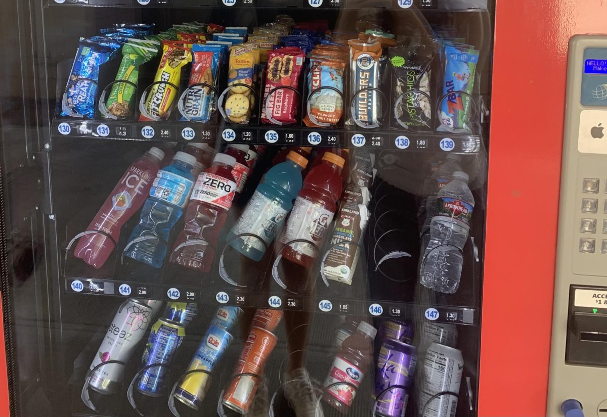 One of the three vending machines on the school campus.