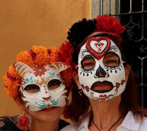 English teacher Amy Keys makes masks as part of a Día de los Muertos workshop in Oaxaca.