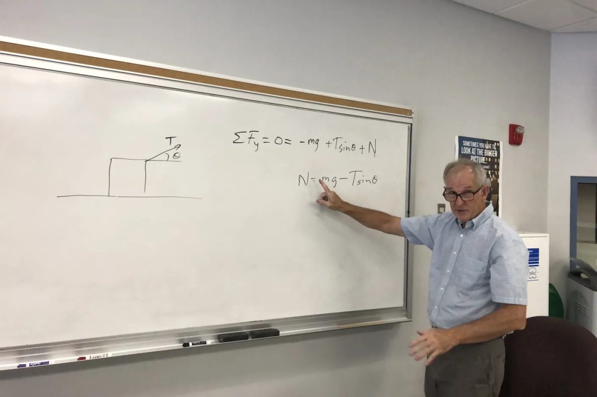 Casavant derives Newton’s second law to the class.