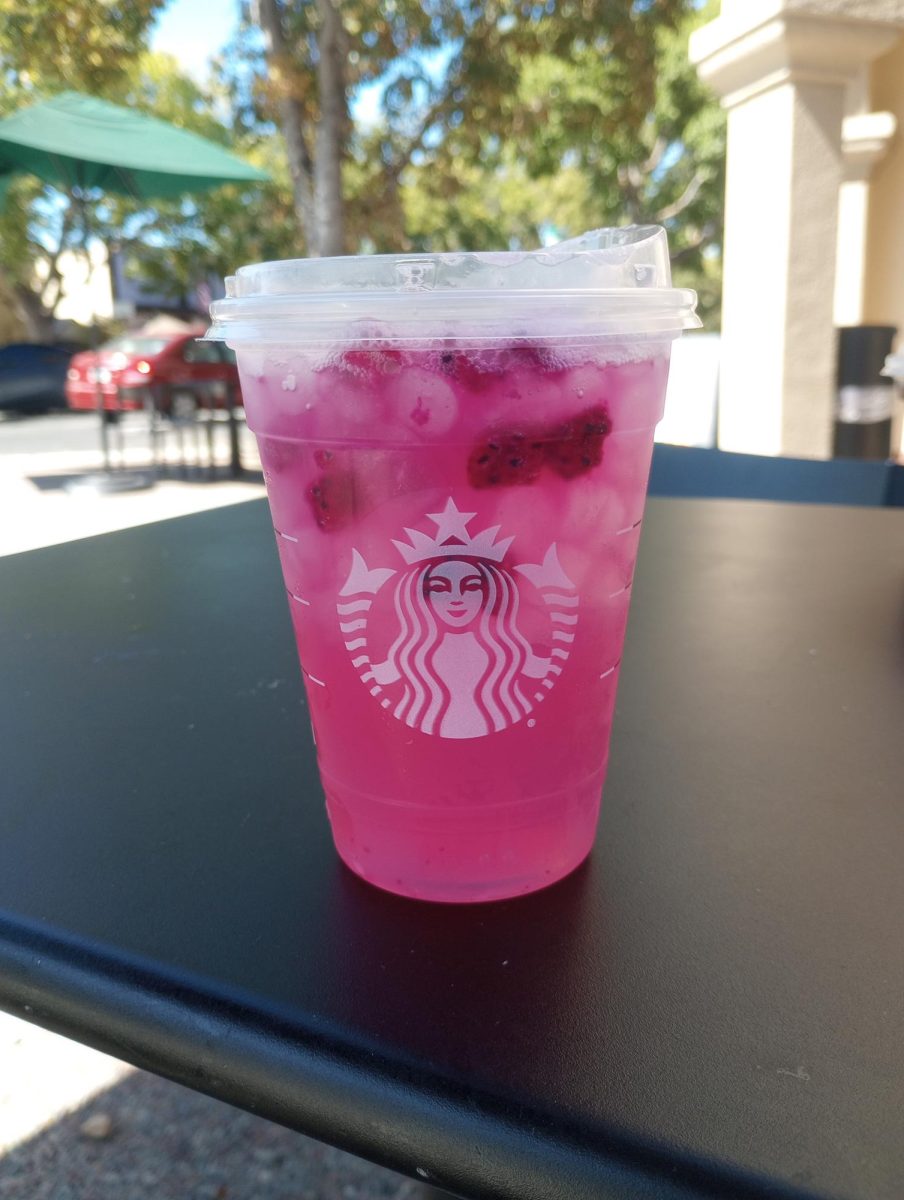 A mango dragon fruit lemonade refresher.