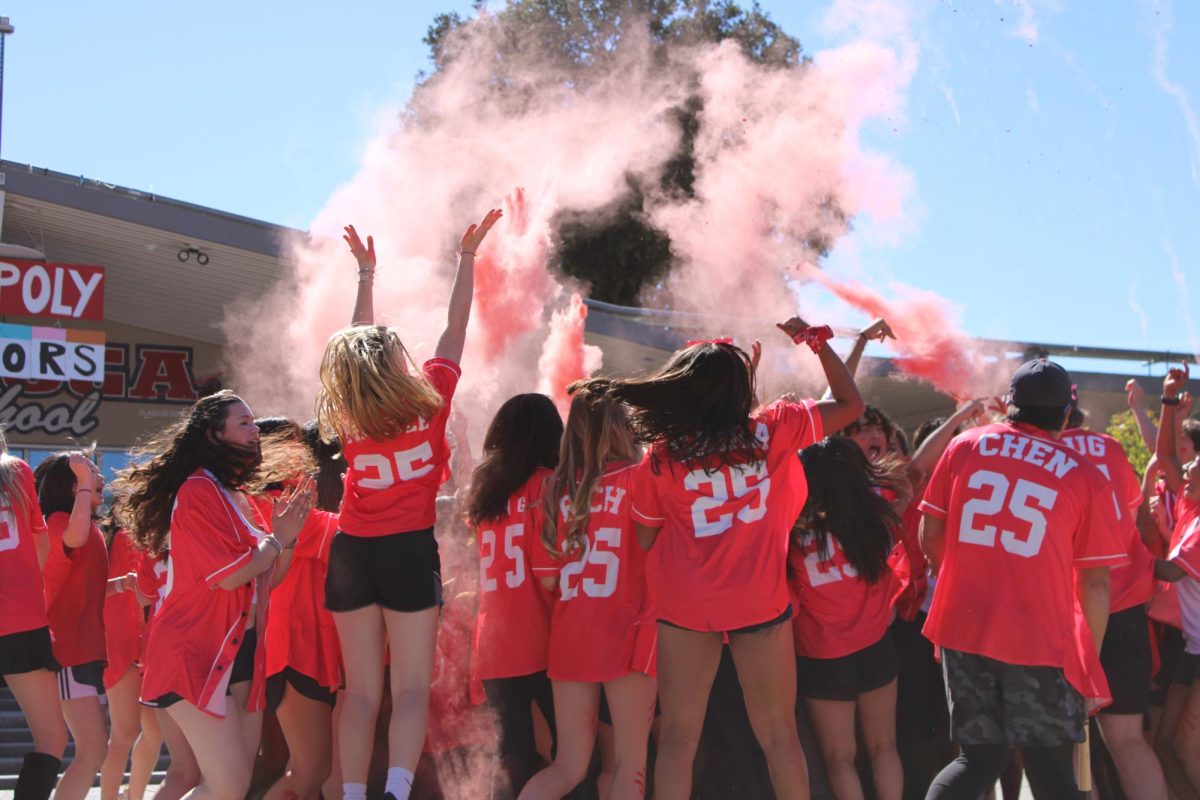 Seniors create a mosh pit to celebrate, as their last quad day comes to an end.