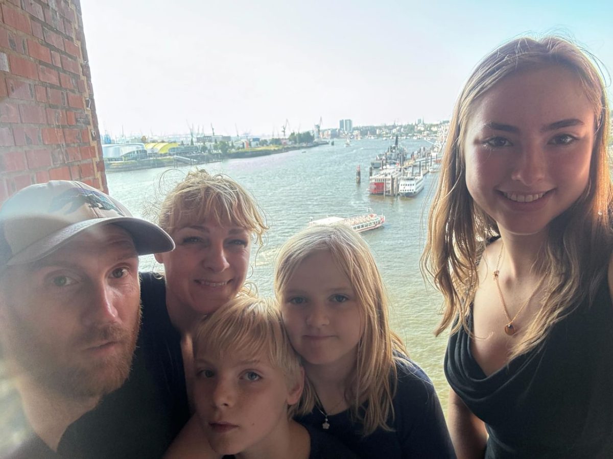 Rebecca Bossow enjoys the view at the Elbphilharmonie with her host family in Hamburg, Germany.
