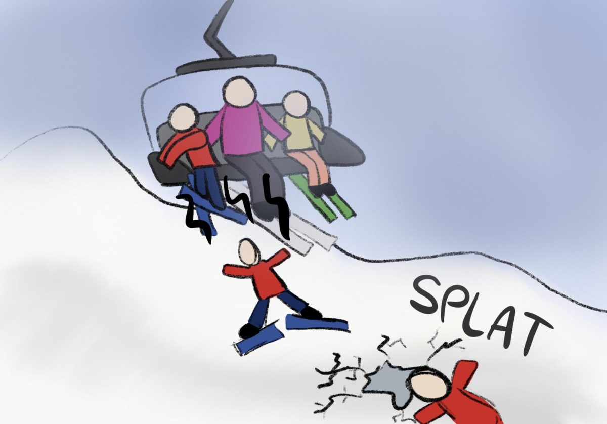 I’ve wanted to plop into a fluffy pile of snow, not fall off the lift onto the hard packed snow of the ski trail while everyone on the lift watches.
