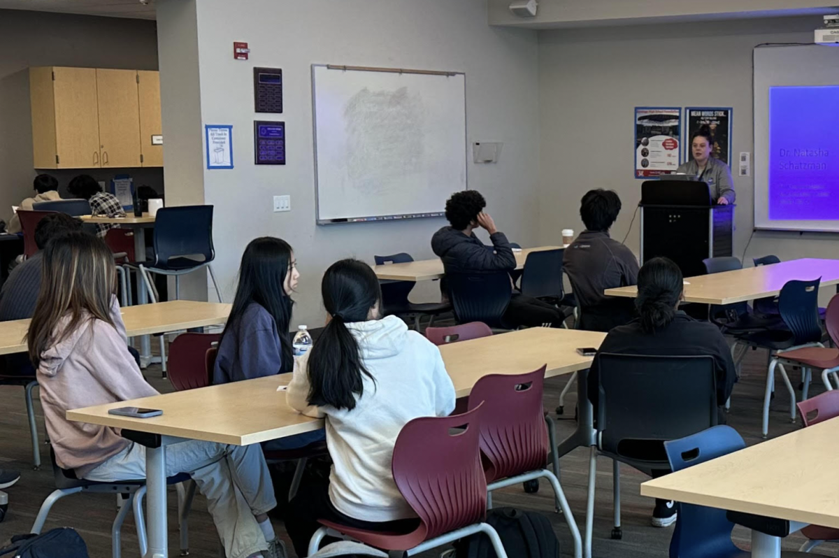 Students listen to Natasha Schatzman’s presentation in the student center on Nov. 15.