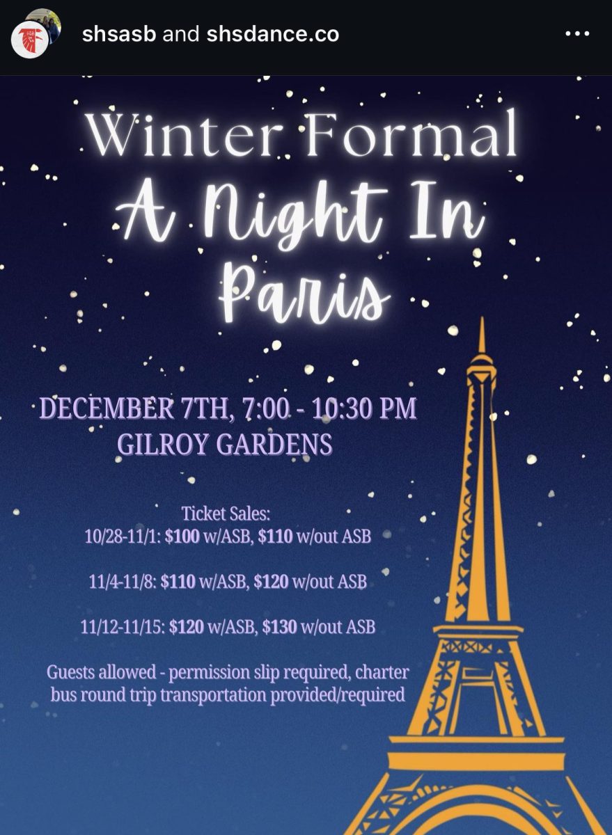 The flyer for this year’s Winter Formal hangs up around school and is posted on social media.