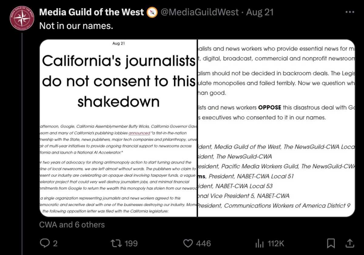 Journalism labor unions have firmly opposed the bill, calling it a “shakedown.”