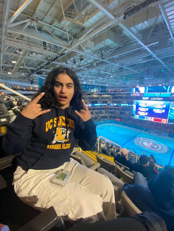 Longtime fan Sameera Kapur at a San Jose Sharks game