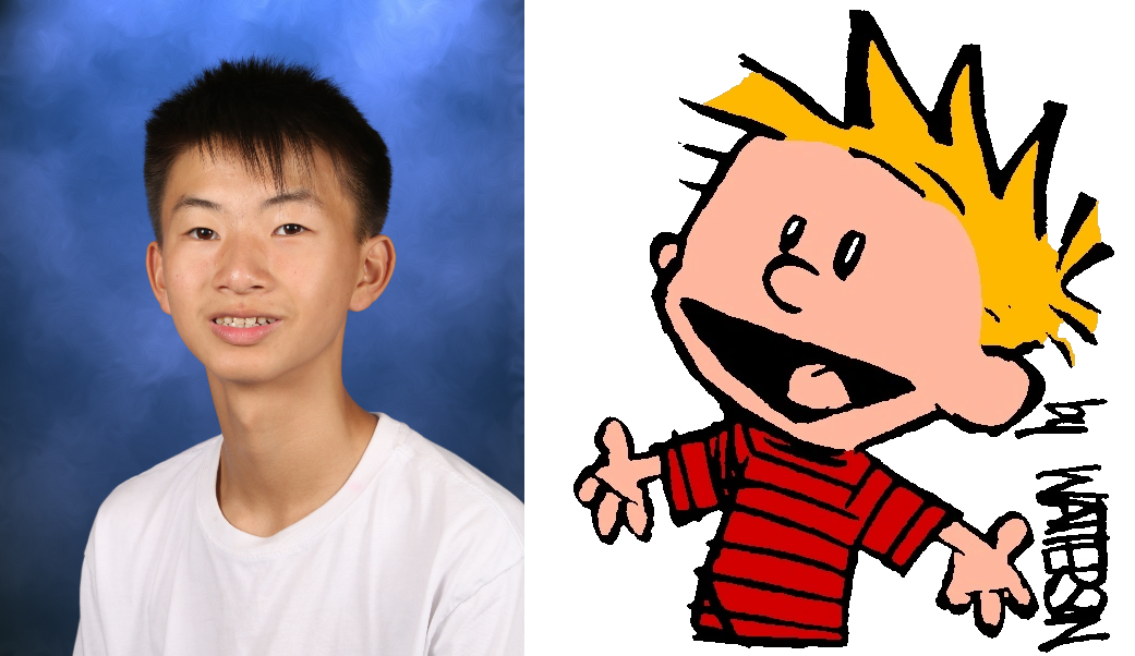 Side-by-side comparison of sophomore Lawrence He and Calvin
