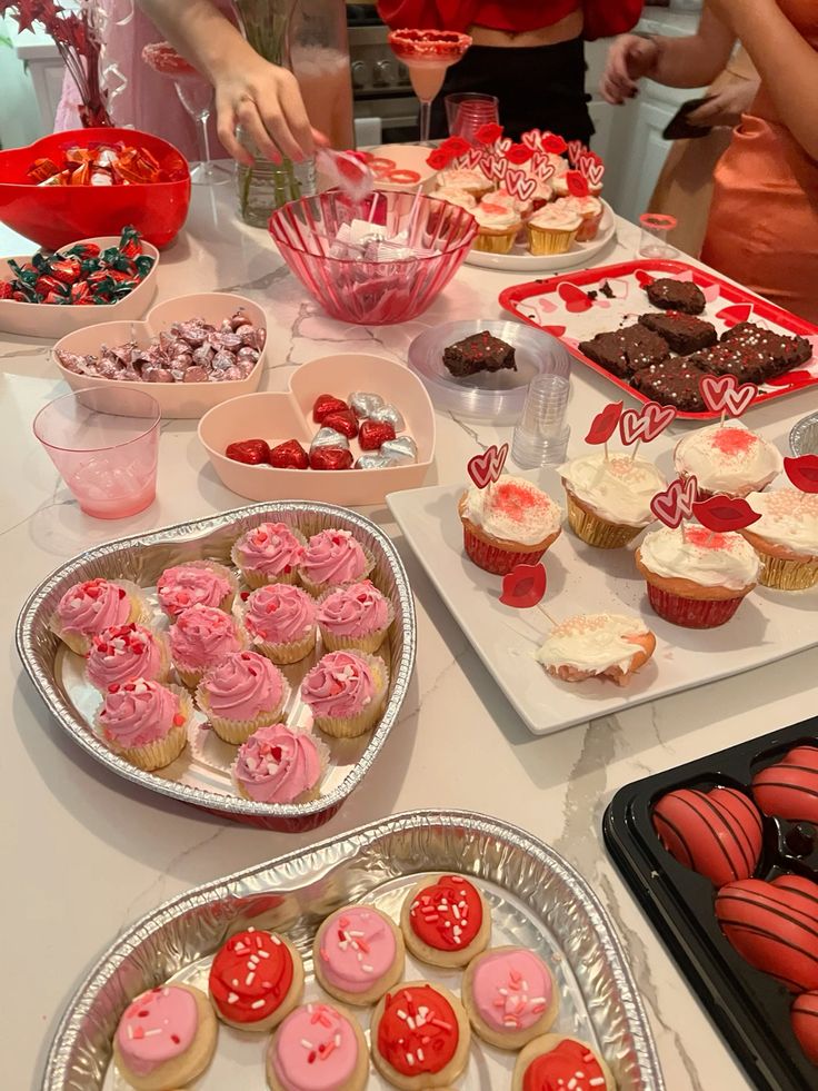 Galentines food spread.