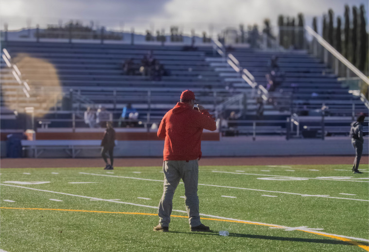 Head Coach Archie Ljepava coordinates the home meet against Monta Vista and McDonald on March 13.