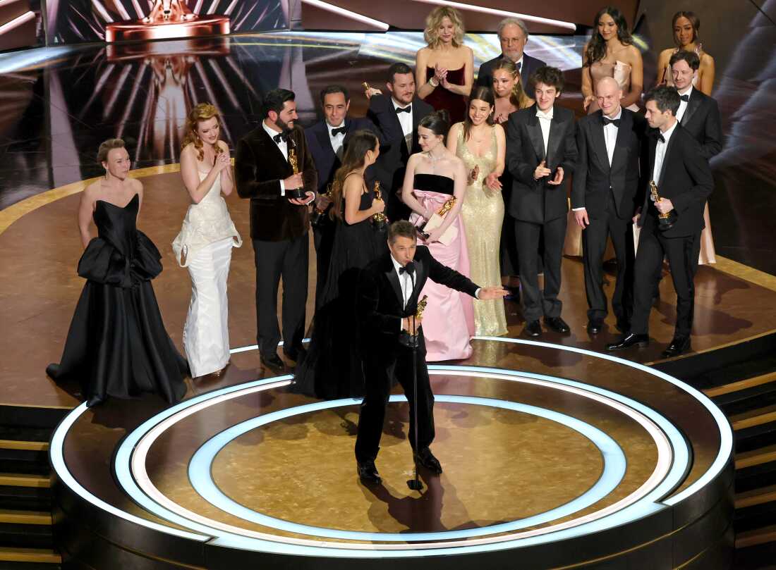 The cast and crew of “Anora” took the stage at the Oscars after winning “Best Picture.”