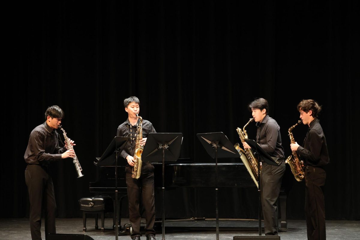 The quartet performs at the Navy Band International Saxophone Symposium’s High School Honors Recital on Jan. 11.
