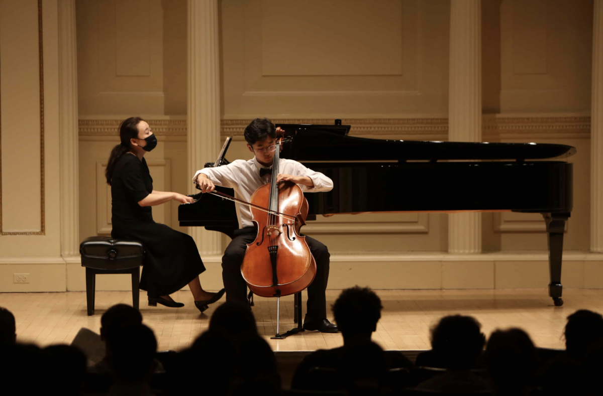  Courtesy of Nolan Woo
Woo performs the third movement of Haydn’s Cello Concerto No.1 at Carnegie Hall in 2023.