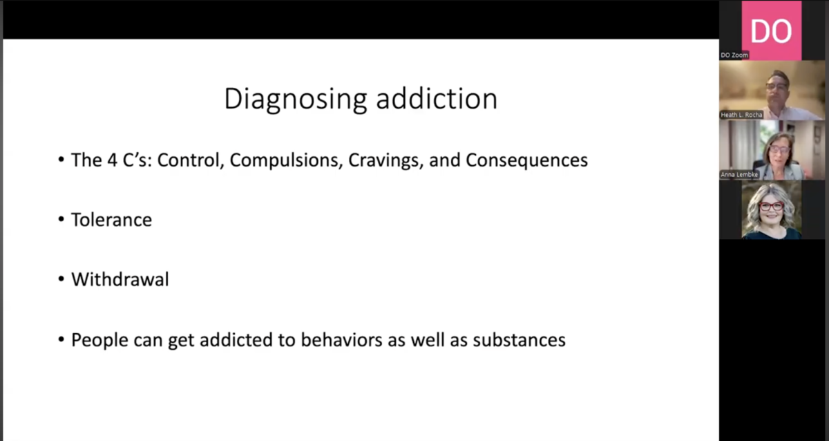 Lembke discusses ways to diagnose addiction through her method of the 4 C’s: control, compulsion, cravings and consequences. 