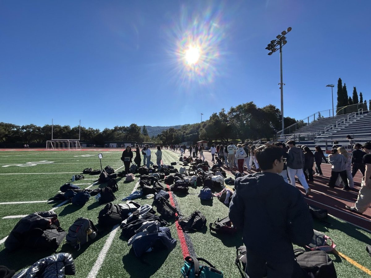 Students left their backpacks behind as they began the “trot” on the track.