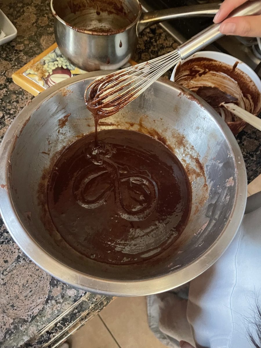 The batter’s consistency was perfect, as shown by the figure-eight drawn in the mixture.