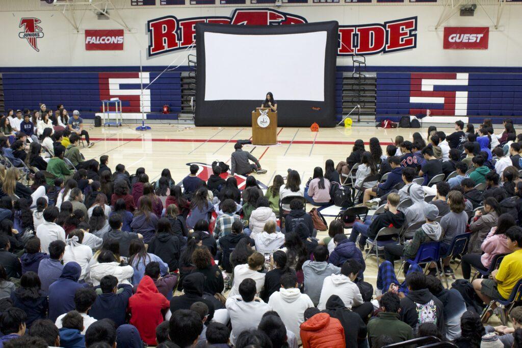  Courtesy of Andrew Lin
Students listen attentively during last year’s Speak Up For Change assembly. 