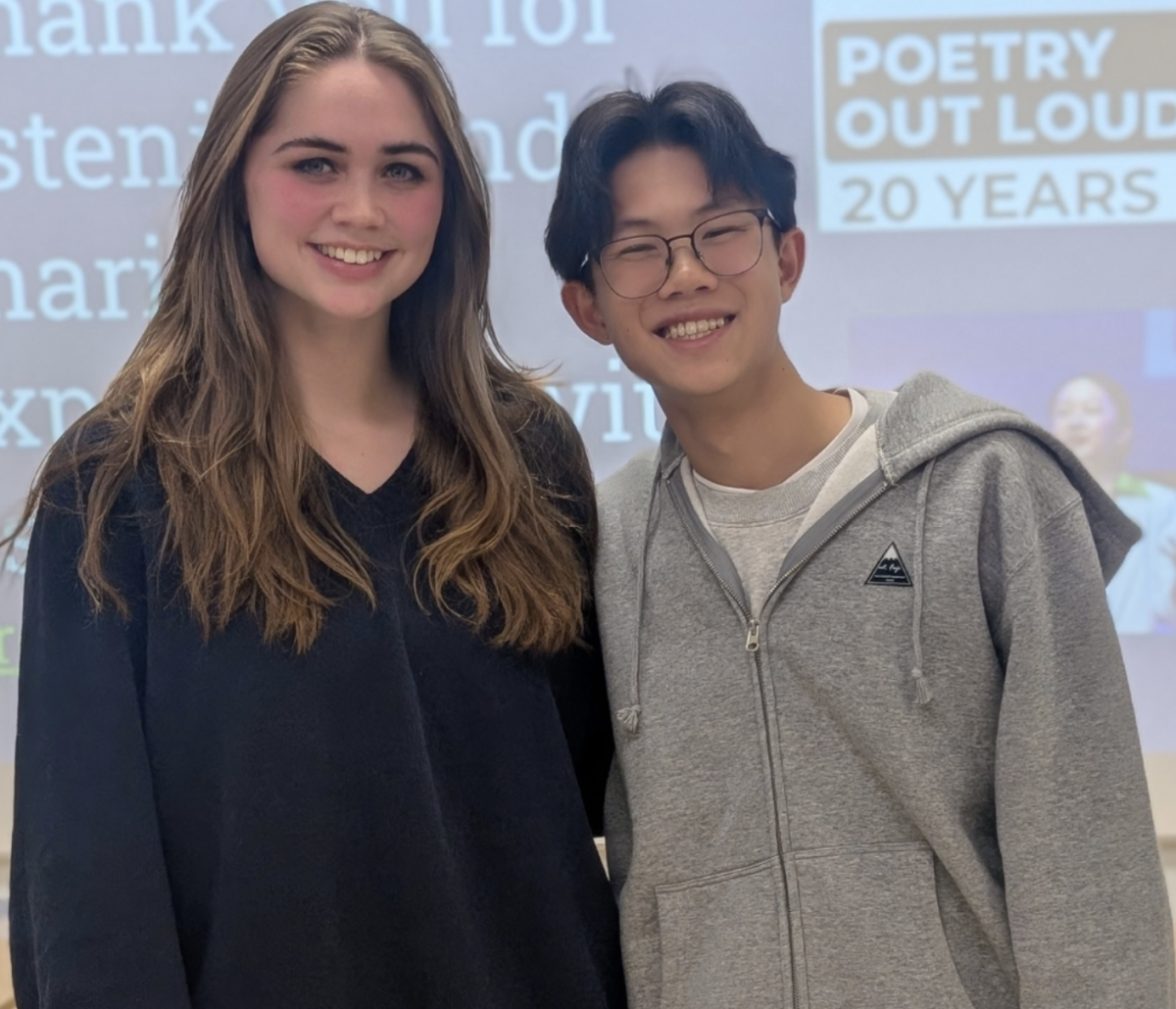 Senior Elli Kline and alumnus Timothy Leung represented the school as finalists at the Santa Clara County Poetry Out Loud competition last year.