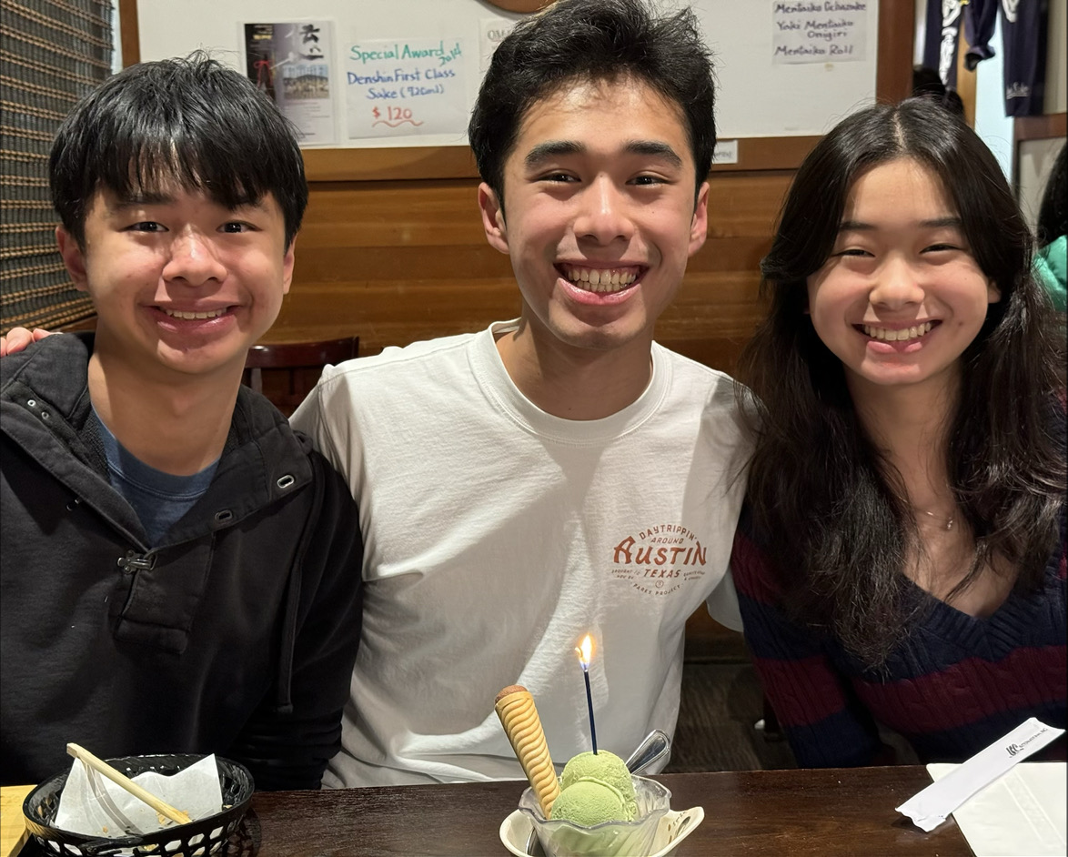  Courtesy of Katie Yang

Ethan, Alex and Katie Yang reunite at a restaurant for Alex’s birthday — both Alex and Ethan are SHS alum.