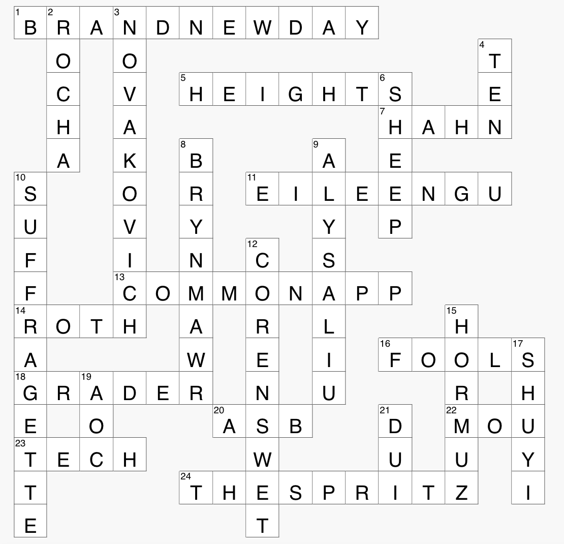 Solutions to the April Falcon Crossword